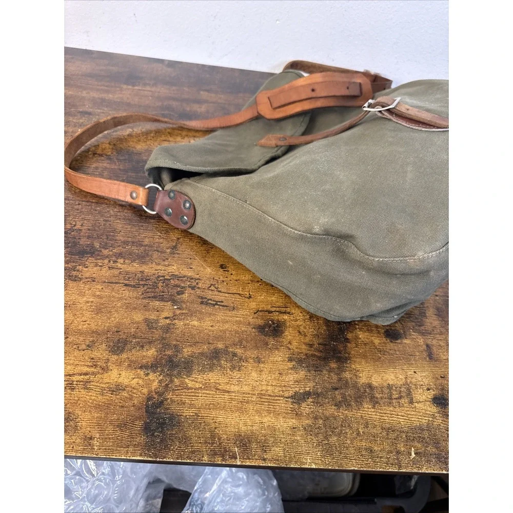 Gokey No. 300 Canvas & Bridle Leather Satchel – USA‑Made – Vintage Army Green